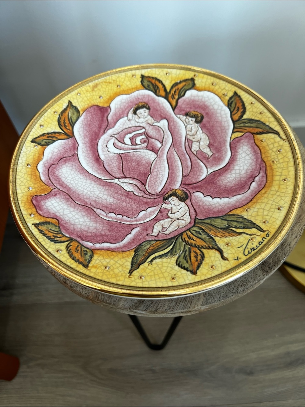 1978 Flower Children Hand Painted by Italian Artist Vincente Tiziano